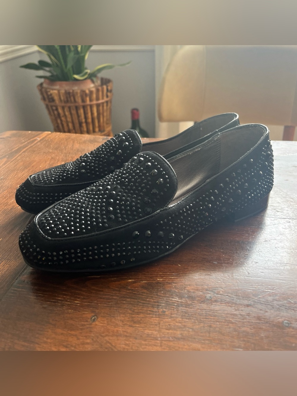 Donald J. Pliner Loafers Women’s Sz. 9M Shoes Black Suede Comfort Rhinestones